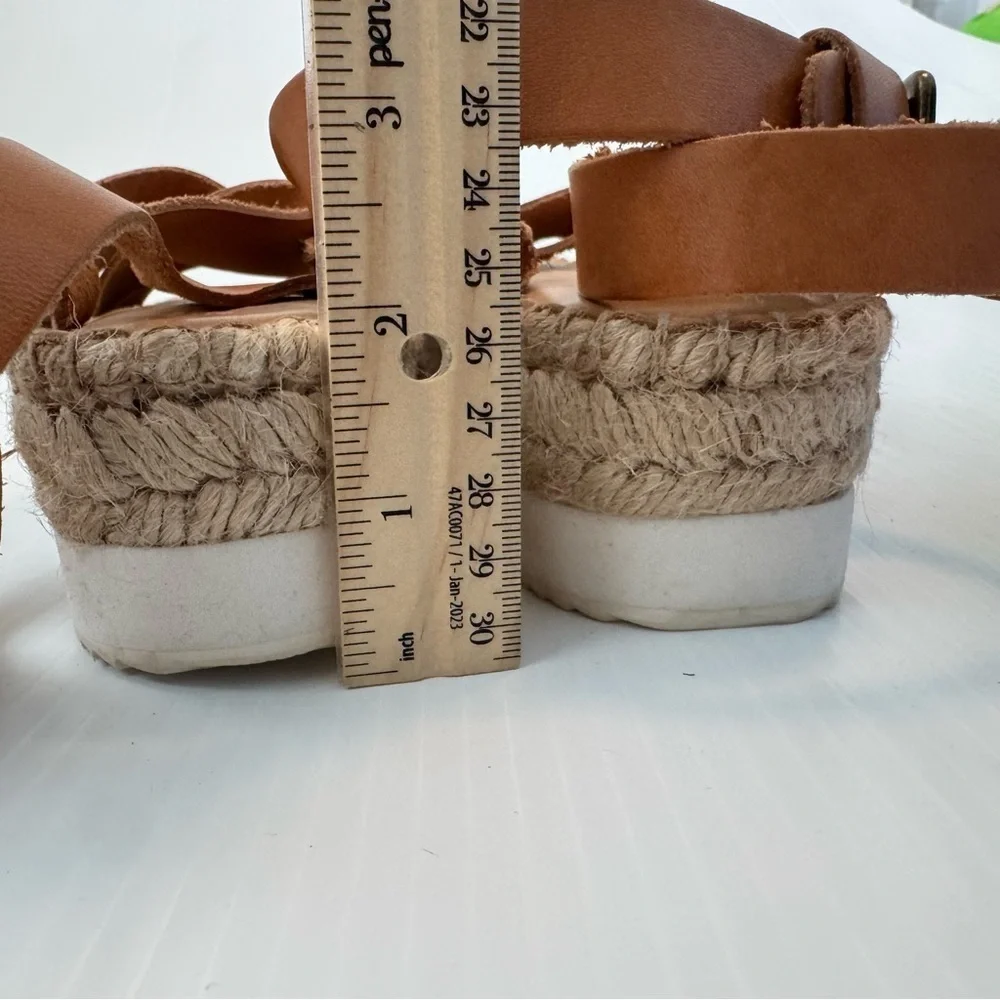 Soludos Olympia Platform Espadrille Sandals size 9 tan leather straps
